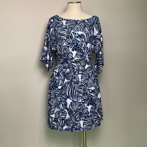 Lilly Pulitzer Navy and White Leaf Print Jumpsuit Romper